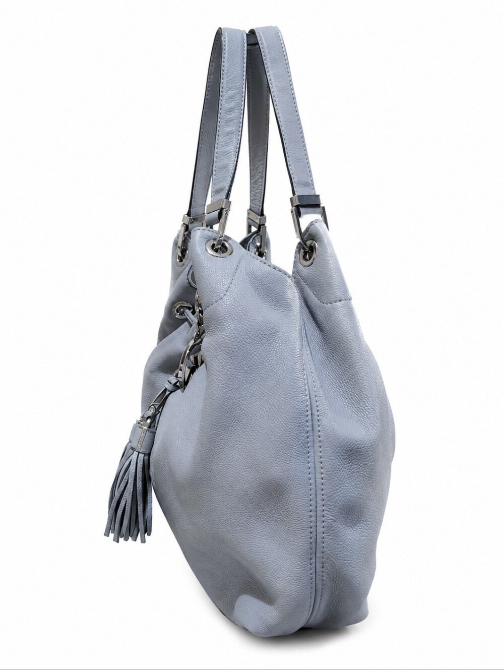 Michael Kors Steel Gray Large Camden Drawstring Leather Shoulder Hobo EXCELLENT - Picture 3 of 14